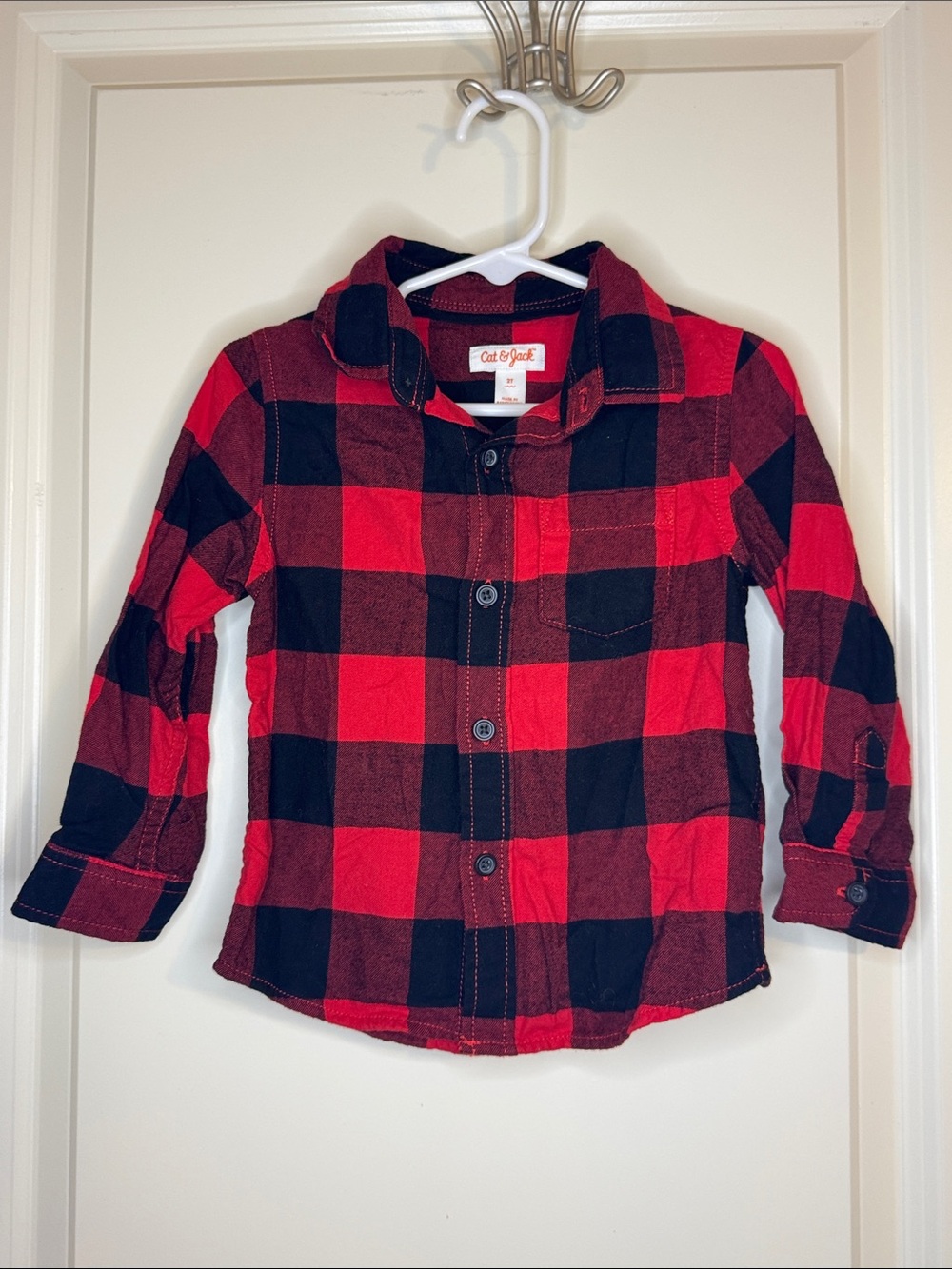 Cat & Jack Red and Black Buffalo Plaid Button-Down Shirt